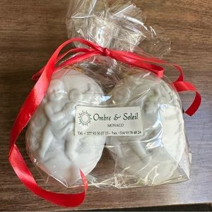 Ombré & Soleil Monaco Egg Shaped Cherub Angel White Porcelain Ornament Set